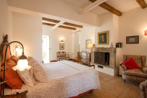 a bedroom with a bed and a fireplace at Vigna Luisa Resort - Near Rome in Genzano di Roma
