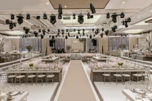 a rendering of a banquet hall with tables and chairs at Renaissance Polat Istanbul Hotel in Istanbul +111 photos