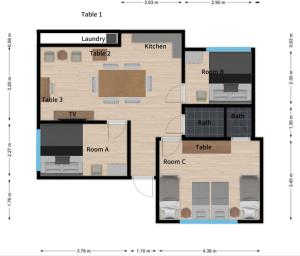 Půdorys ubytování Hongdae Sunlight House-3Room2Bath