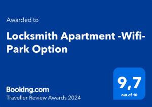 Locksmith Apartment - Park Option tanúsítványa, márkajelzése vagy díja
