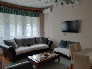 a living room with a couch and a coffee table at Apartman Veiger4 in Siófok