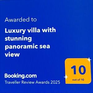 Certifikát, ocenenie alebo iný dokument vystavený v ubytovaní Luxury villa with stunning panoramic sea view