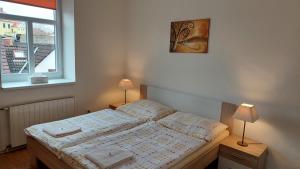 Una cama o camas en una habitación de Hotýlek.eu