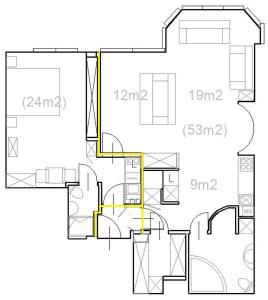 Plán poschodí v ubytovaní Sunny Apartment Warszawa