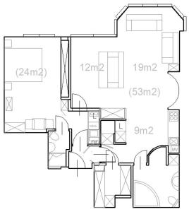 Plán poschodí v ubytovaní Sunny Apartment Warszawa