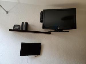 un téléviseur à écran plat accroché au mur dans l'établissement Studio en montagne, à Besse-et-Saint-Anastaise