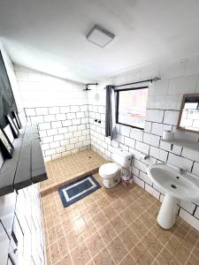 un bagno con un water e un lavandino di Villa Elena - Private Room with Shower a Bocas del Toro