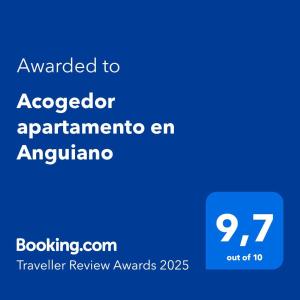 a screenshot of a phone screen with the text awarded to associate apartmentargonargonargon at Acogedor apartamento en Anguiano in Anguiano