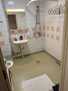 a bathroom with a shower and a sink at Helsinki Sweet Homes in Helsinki