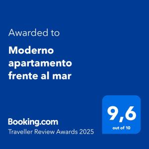 Certyfikat, podpis lub inny dokument wystawiony w obiekcie Moderno apartamento frente al mar
