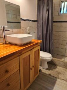 une salle de bain avec un lavabo et des toilettes dans l'établissement Connection to Nature, à Estación Costa Azul