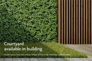 a green hedge with the wordscourt yard available in building at Blueground Pearl District bbq roof hot tub PDX-20 in Portland