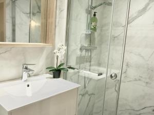 a bathroom with a shower and a sink at Les Petits Volets 3 appartements au choix in Antibes +31 photos