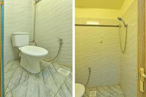 two pictures of a bathroom with a toilet and a shower at F Hotel Bayan Lepas in Bayan Lepas +10 photos