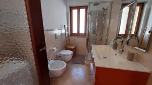 a bathroom with a toilet and a sink and a shower at LinHaus in Limone Piemonte