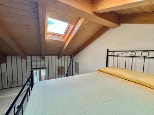 a bedroom with a bed and a skylight at La piccola Maison in Mondovì
