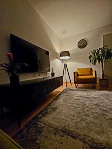 ein Wohnzimmer mit Flachbildfernseher und Couch in der Unterkunft Looking for some time off in Höchst