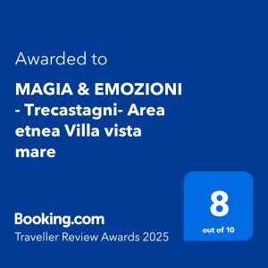 Certifikát, hodnocení, plakát nebo jiný dokument vystavený v ubytování MAGIA & EMOZIONI - Trecastagni- Falde ETNA Villa vista mare