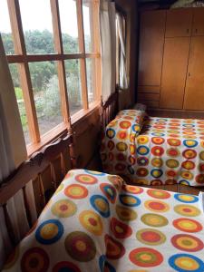 zwei Betten in einem Zimmer mit zwei Fenstern in der Unterkunft Malva Rosa Relax La Juanita in José Ignacio + 40 Fotos