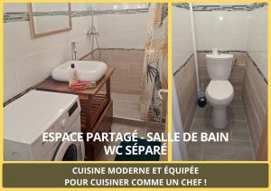 a bathroom with a sink and a toilet at Chambre Carnaval Abymes Guadeloupe in Les Abymes +35 photos