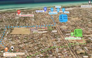 a map of a city with buildings and the ocean at Capel Sound OASIS Getaway in Capel Sound