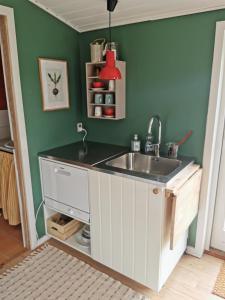 Kuchyň nebo kuchyňský kout v ubytování Blikgårdens summerhouse