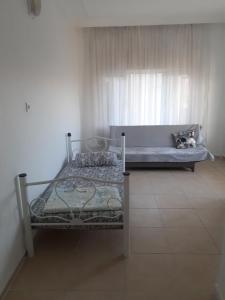 a bed with two cats sitting on it in a room at Huzur Pansiyon in Aydıncık