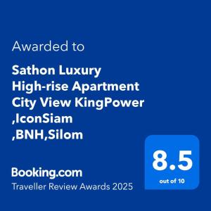 Certifikát, hodnocení, plakát nebo jiný dokument vystavený v ubytování Sathon Luxury High-rise Apartment City View KingPower ,IconSiam ,BNH,Silom