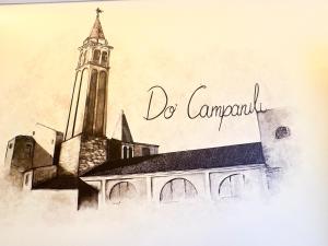 a drawing of a church with a clock tower at Do Campanili by Ca-Sa Check in Chioggia