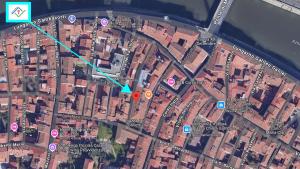 a map of a city with a green line at Tree House by TuscanyWeGo in Pisa