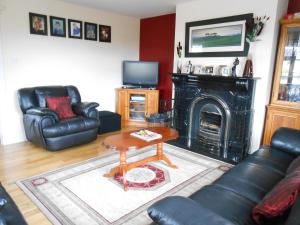 a living room with a couch and a fireplace at Alverna House B&B in Athlone