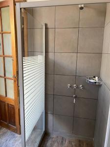 a shower with a glass door in a bathroom at Sayani Posada in Chilecito +40 photos