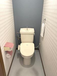 a bathroom with a white toilet in a stall at #3 新宿まで2分! 清潔で安全な部屋! WiFi無料! in Tokyo +13 photos
