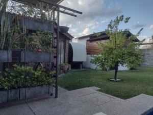 un giardino con un piccolo albero in un cortile di Aldea Xochi cabañas a Chiconcuac