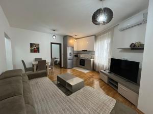 克拉古耶瓦茨MS2 Apartman的带沙发和桌子的客厅