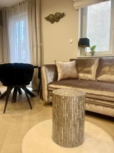 a living room with a couch and a table at Apartament Kaszmirowy in Bielsko-Biała +27 photos