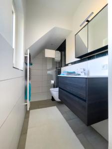 un baño con lavabo e inodoro en Villa Aussicht, en Freudenstadt