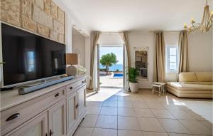 a living room with a large television and a couch at Villa Toma in Škunca