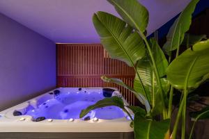 a large plant in a bathroom with a tub at Cremona Inn Aparthotel in Cremona