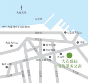 un mapa de la ciudad de osaka en Dalian Asia Pacific Service Apartment (Former Somerset Harbour Court Dalian), en Dalian