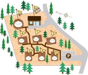 Půdorys ubytování Tsukuba Mountain Ger Glamping
