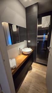 a bathroom with a sink and a shower at Case Vacanze 106 Maison De Charme in Giovinazzo