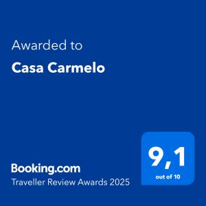 Certifikát, hodnocení, plakát nebo jiný dokument vystavený v ubytování Casa Carmelo