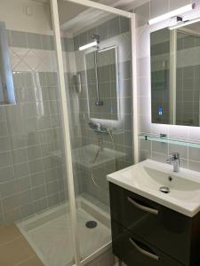 Koupelna v ubytování Gîte de Bellevue avec piscine intérieure privative
