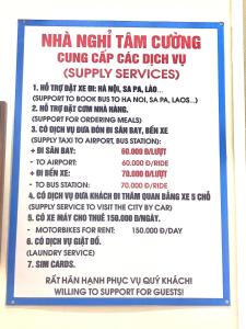 a sign for a car cafe with the number of cars at Nhà nghỉ Tâm Cường in Diện Biên Phủ