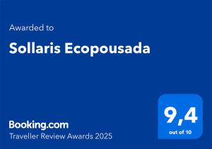 a blue rectangle with the wordsolis ecocomologia at Sollaris Ecopousada in Japaratinga