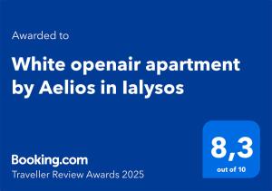 Certifikát, hodnocení, plakát nebo jiný dokument vystavený v ubytování White openair apartment by Aelios in Ialysos