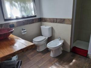 ein Badezimmer mit Toilette und Waschbecken in der Unterkunft Cá du Mattu in Villa Pehuenia