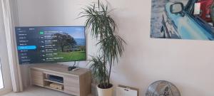 Televízia a/alebo spoločenská miestnosť v ubytovaní Beach Front Sea View Punta Prima