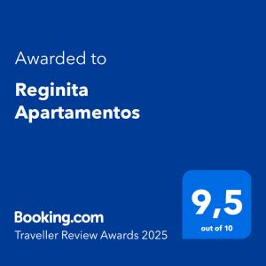 Certifikát, hodnocení, plakát nebo jiný dokument vystavený v ubytování Reginita Apartamentos
